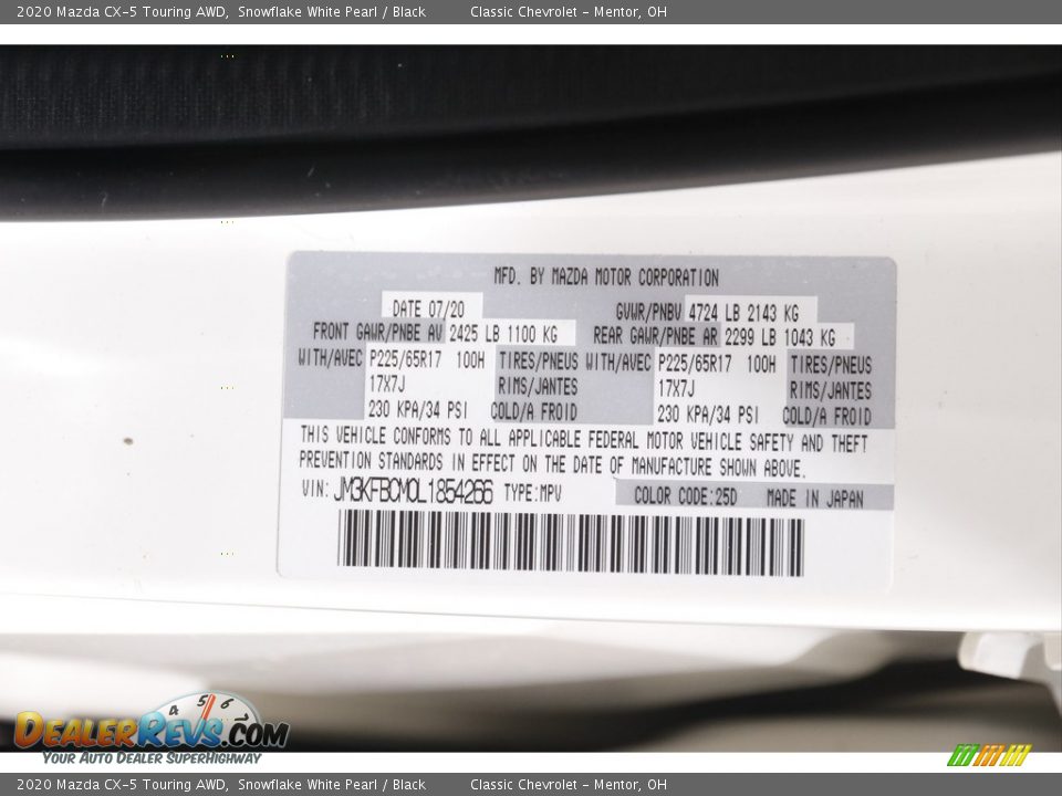 2020 Mazda CX-5 Touring AWD Snowflake White Pearl / Black Photo #20