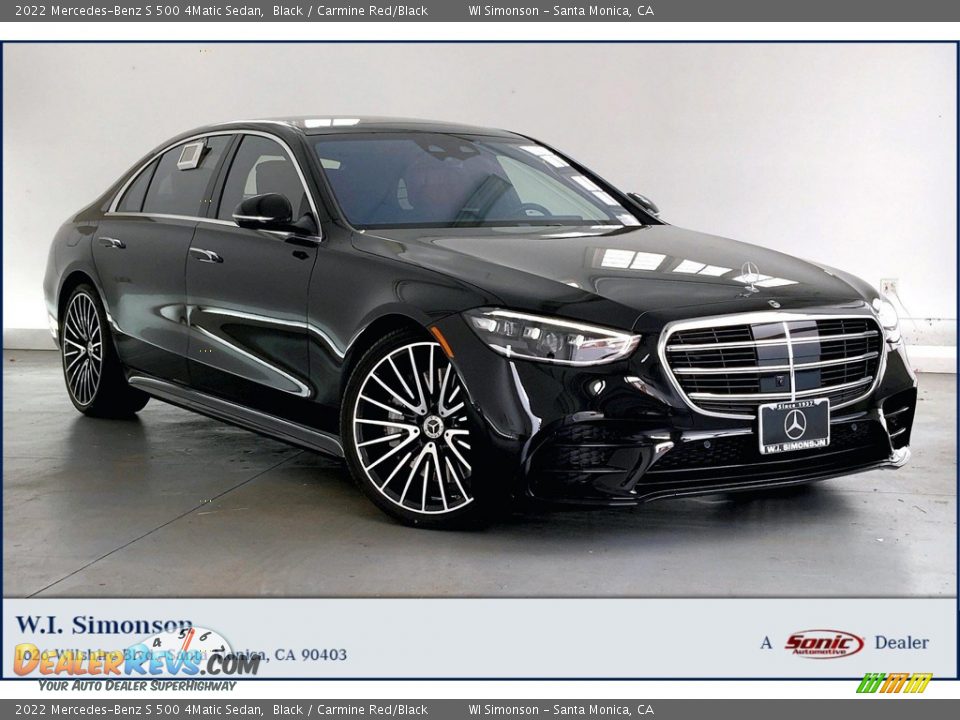 2022 Mercedes-Benz S 500 4Matic Sedan Black / Carmine Red/Black Photo #1