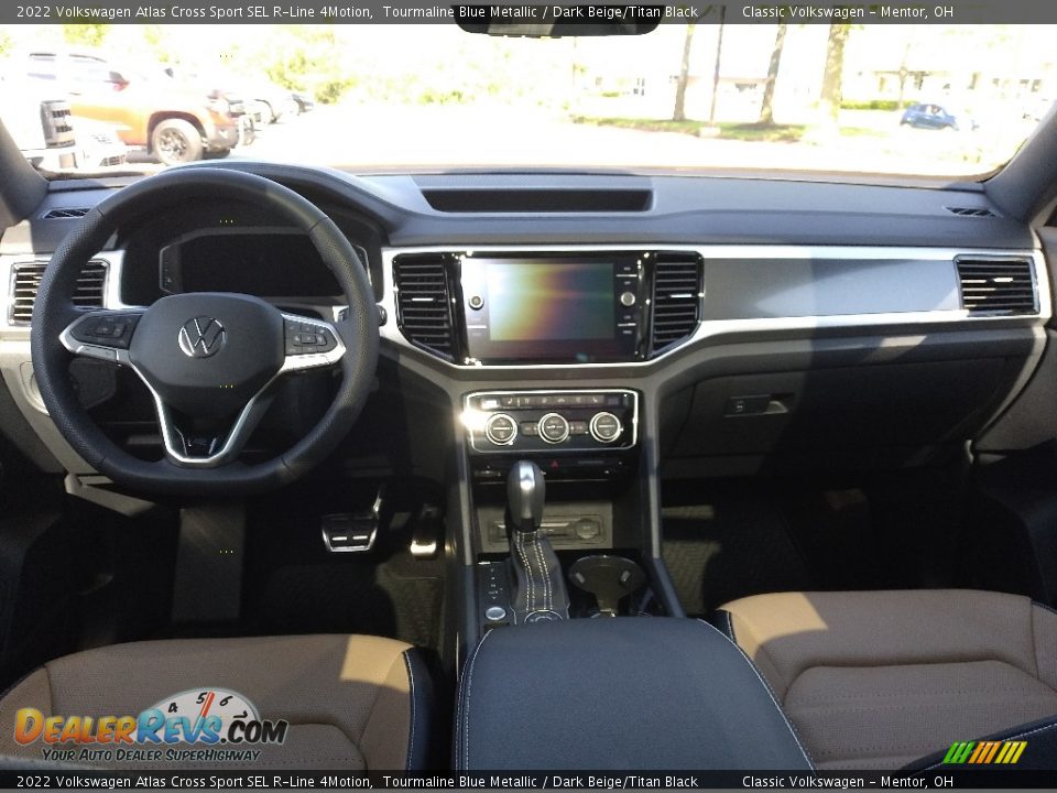 2022 Volkswagen Atlas Cross Sport SEL R-Line 4Motion Tourmaline Blue Metallic / Dark Beige/Titan Black Photo #3