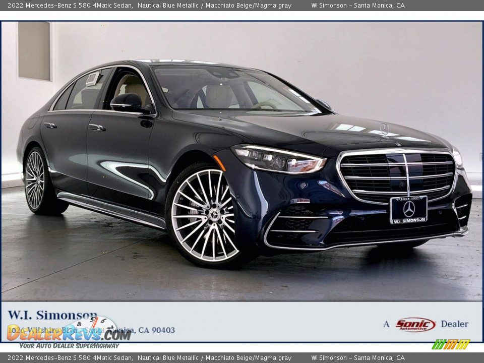 2022 Mercedes-Benz S 580 4Matic Sedan Nautical Blue Metallic / Macchiato Beige/Magma gray Photo #1