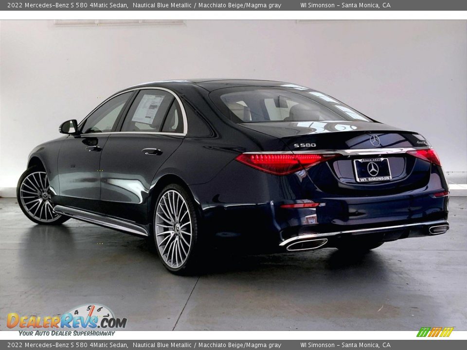 2022 Mercedes-Benz S 580 4Matic Sedan Nautical Blue Metallic / Macchiato Beige/Magma gray Photo #2