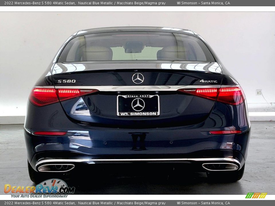 2022 Mercedes-Benz S 580 4Matic Sedan Nautical Blue Metallic / Macchiato Beige/Magma gray Photo #3