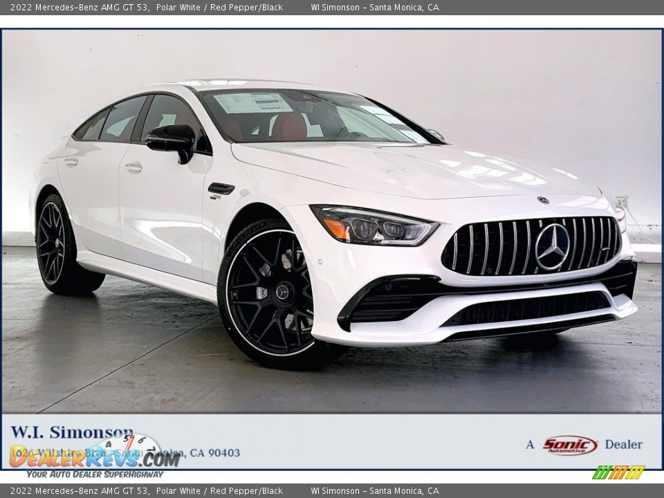 2022 Mercedes-Benz AMG GT 53 Polar White / Red Pepper/Black Photo #1