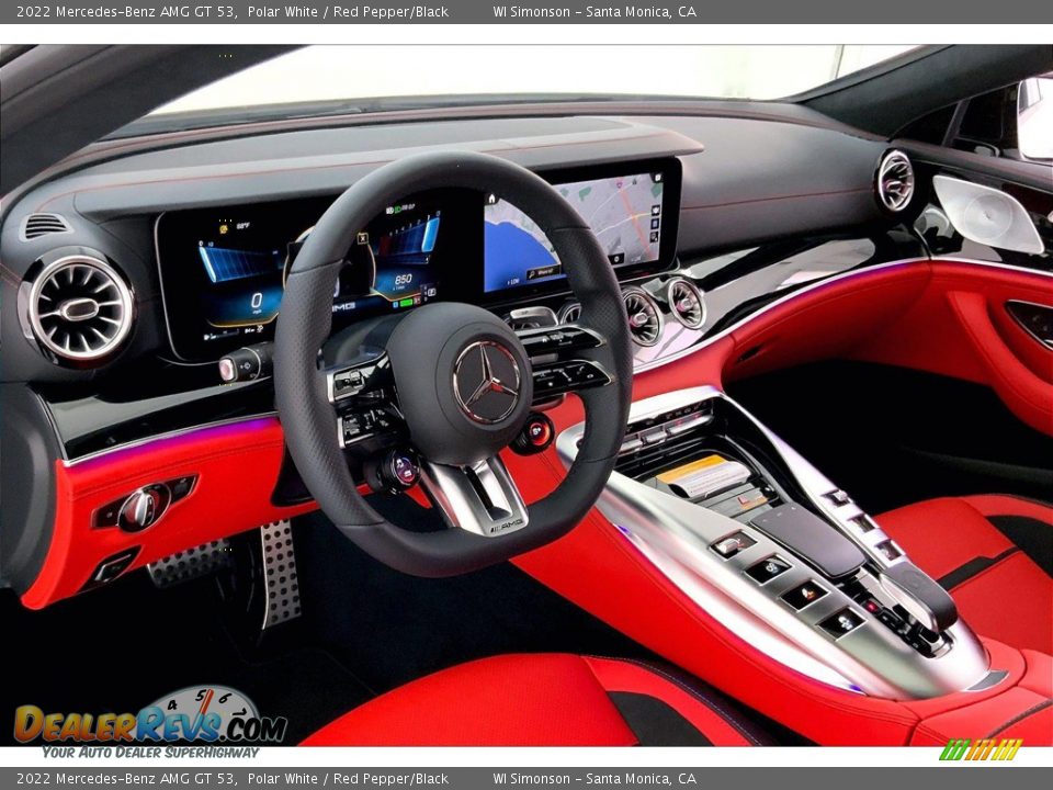 2022 Mercedes-Benz AMG GT 53 Polar White / Red Pepper/Black Photo #4