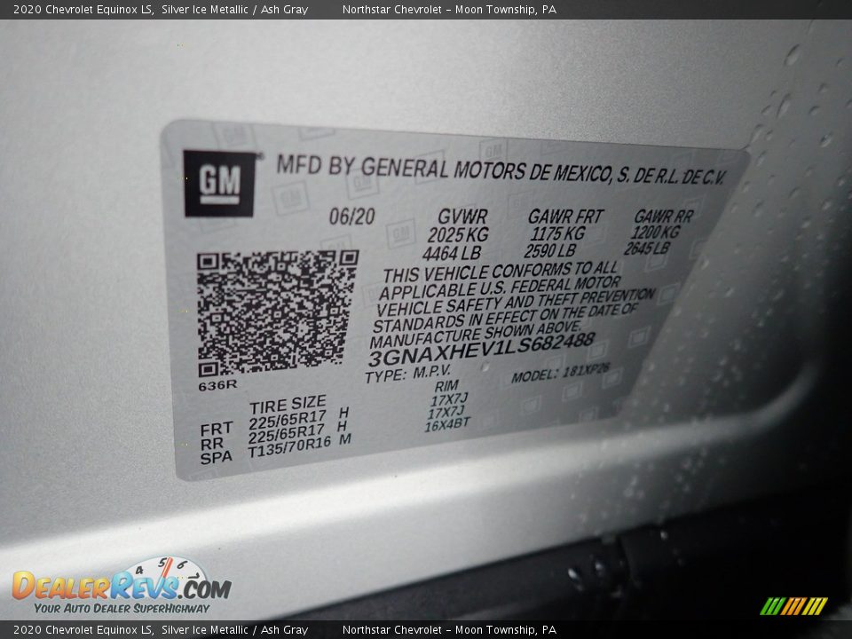 2020 Chevrolet Equinox LS Silver Ice Metallic / Ash Gray Photo #28