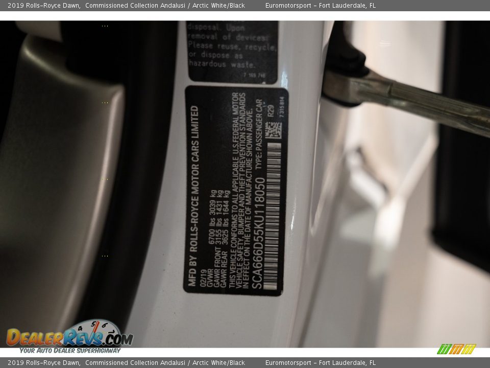 2019 Rolls-Royce Dawn Commissioned Collection Andalusi / Arctic White/Black Photo #40