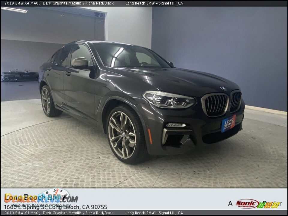 2019 BMW X4 M40i Dark Graphite Metallic / Fiona Red/Black Photo #1