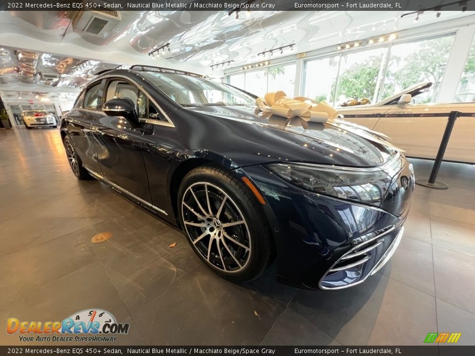 2022 Mercedes-Benz EQS 450+ Sedan Nautical Blue Metallic / Macchiato Beige/Space Gray Photo #6