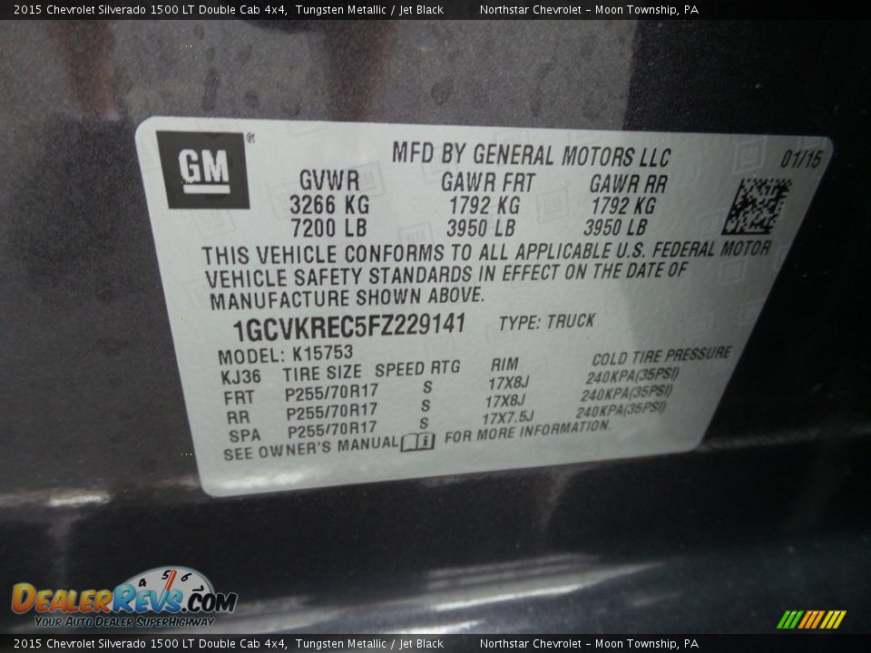 2015 Chevrolet Silverado 1500 LT Double Cab 4x4 Tungsten Metallic / Jet Black Photo #28