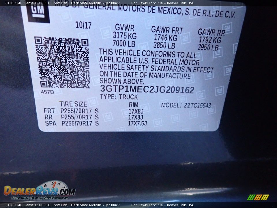 2018 GMC Sierra 1500 SLE Crew Cab Dark Slate Metallic / Jet Black Photo #20