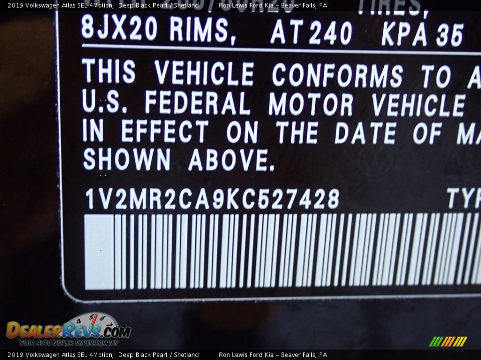 2019 Volkswagen Atlas SEL 4Motion Deep Black Pearl / Shetland Photo #20