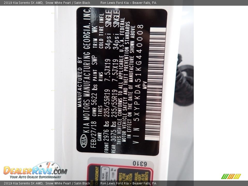 2019 Kia Sorento SX AWD Snow White Pearl / Satin Black Photo #20