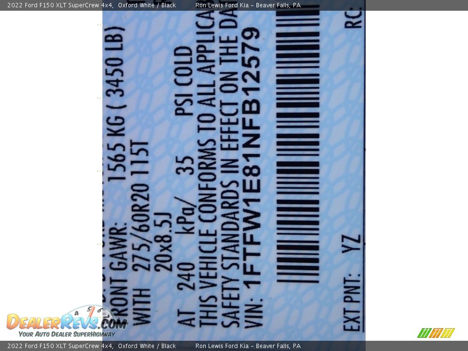 2022 Ford F150 XLT SuperCrew 4x4 Oxford White / Black Photo #20