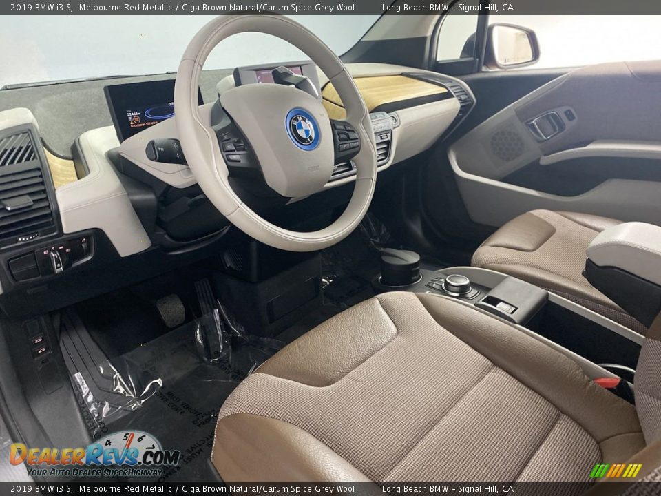 Giga Brown Natural/Carum Spice Grey Wool Interior - 2019 BMW i3 S Photo #15