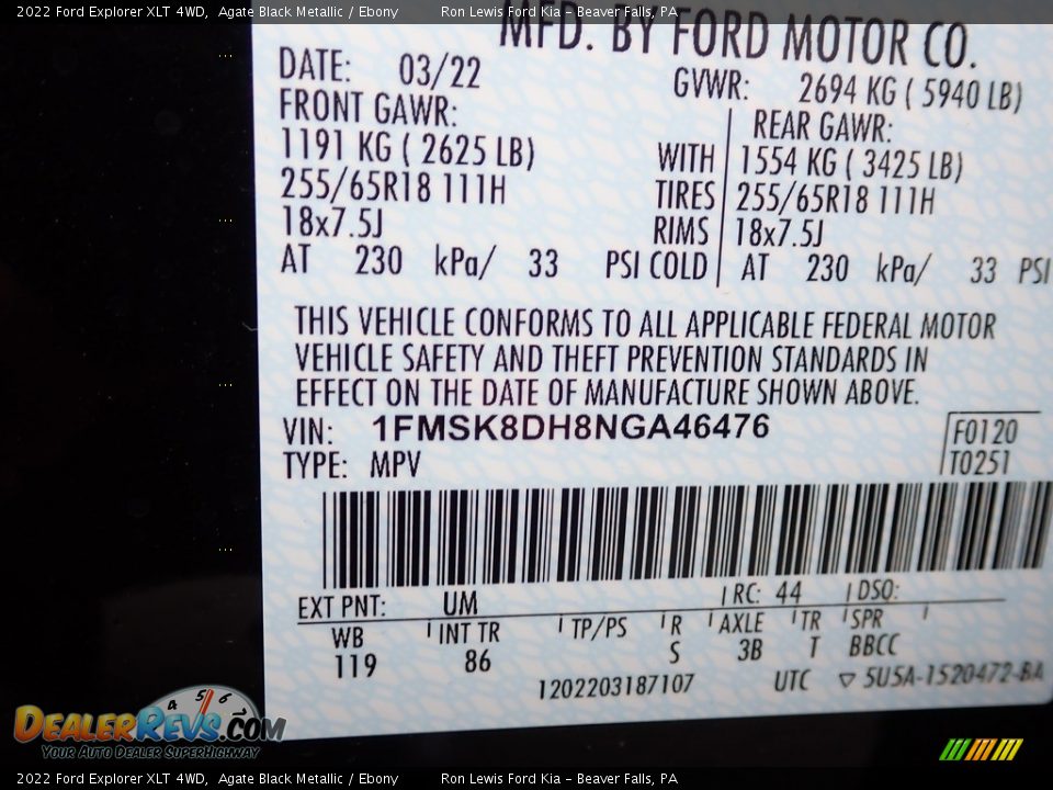 2022 Ford Explorer XLT 4WD Agate Black Metallic / Ebony Photo #20