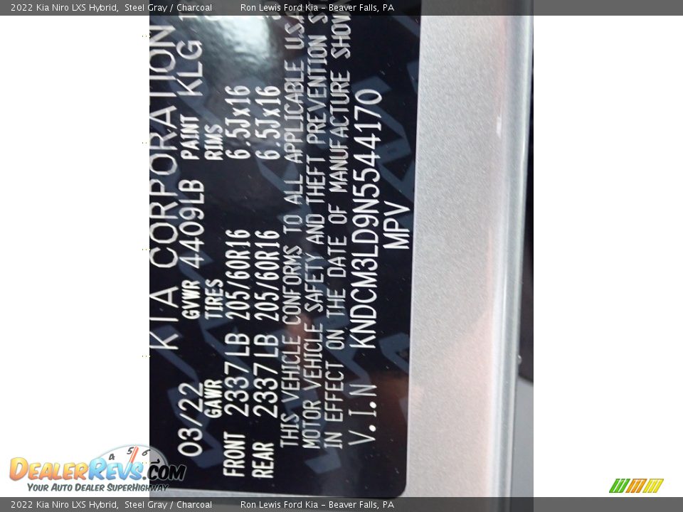 2022 Kia Niro LXS Hybrid Steel Gray / Charcoal Photo #20