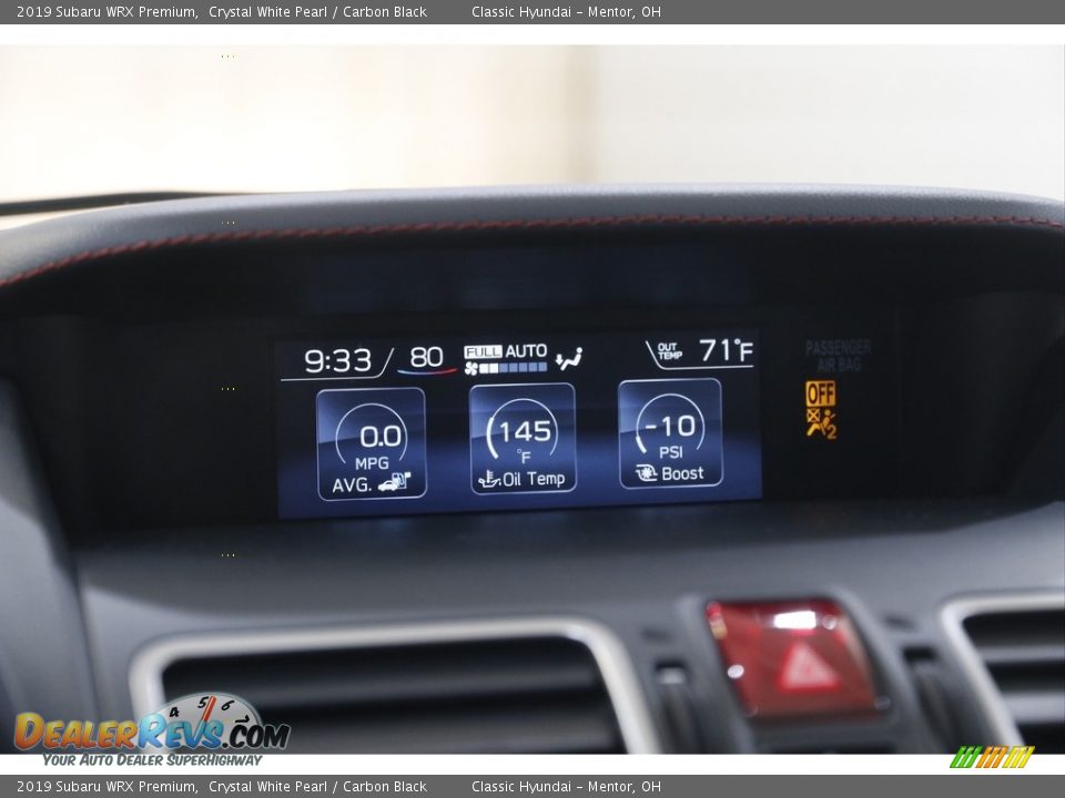 2019 Subaru WRX Premium Gauges Photo #11
