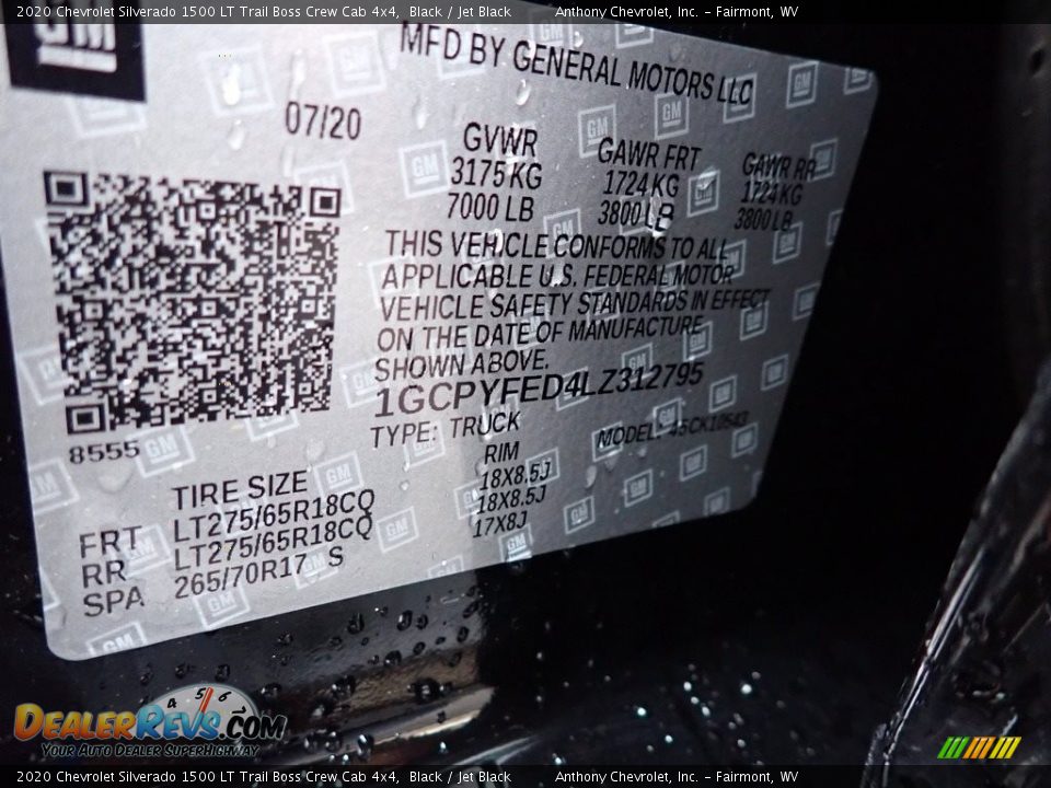 2020 Chevrolet Silverado 1500 LT Trail Boss Crew Cab 4x4 Black / Jet Black Photo #15