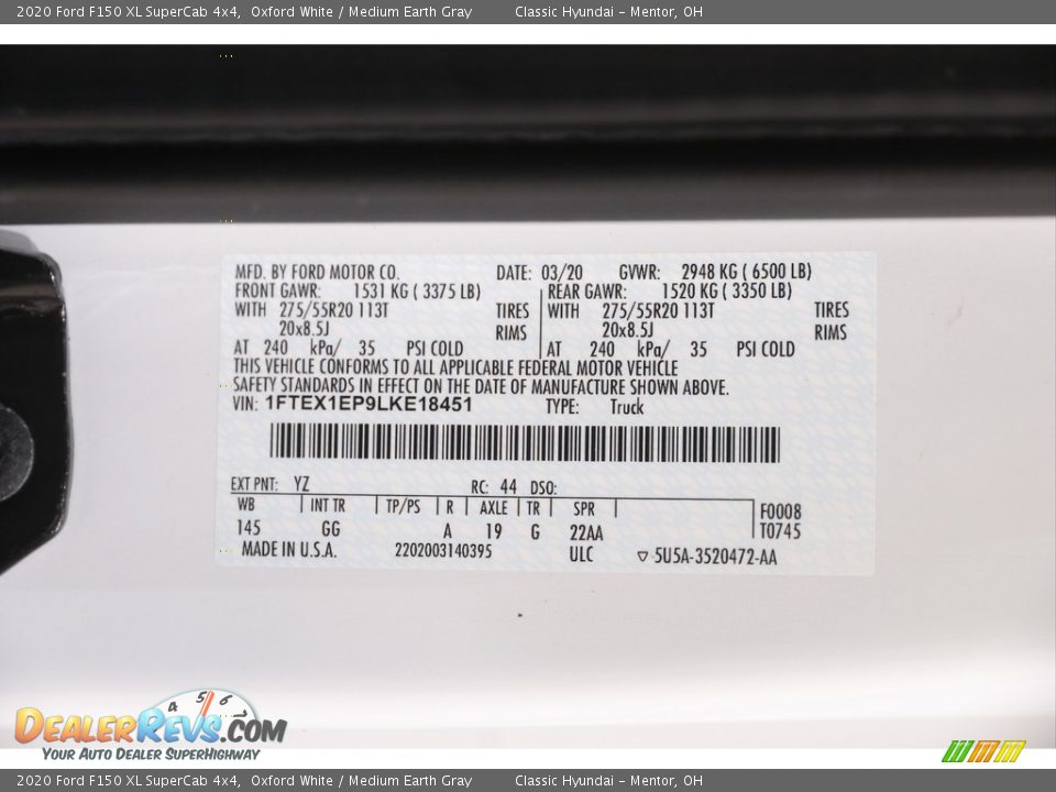 2020 Ford F150 XL SuperCab 4x4 Oxford White / Medium Earth Gray Photo #20