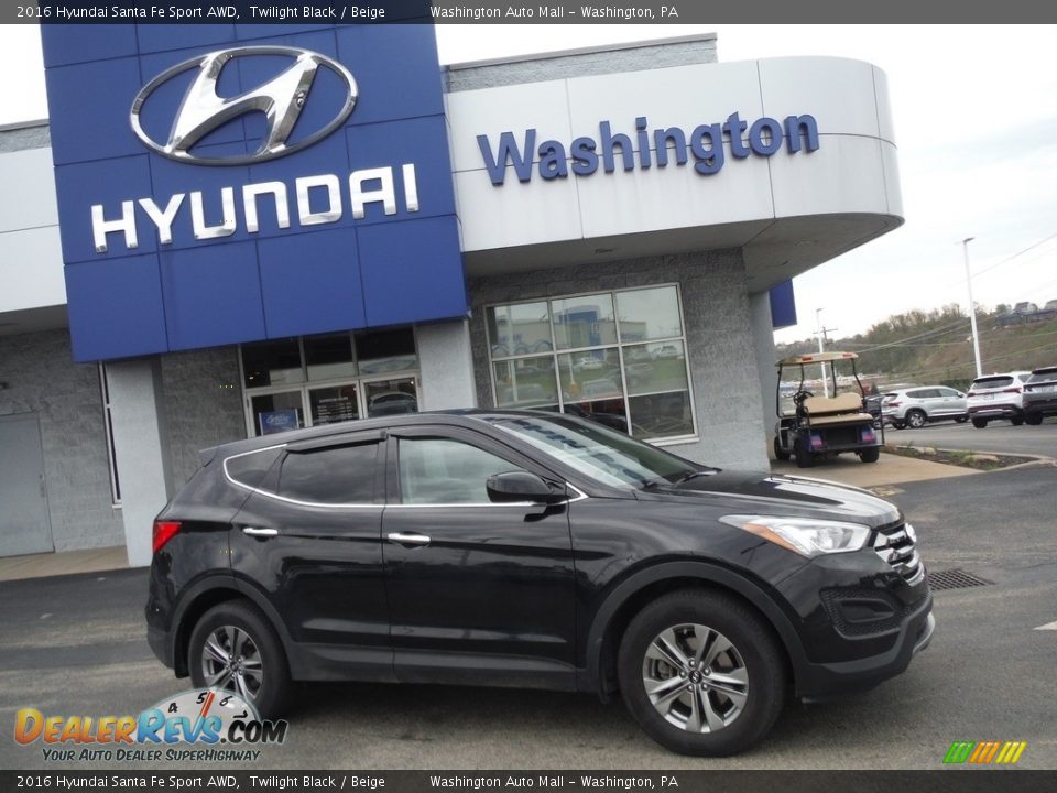 2016 Hyundai Santa Fe Sport AWD Twilight Black / Beige Photo #2