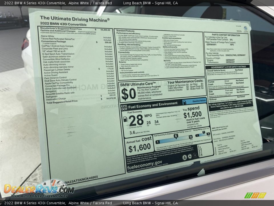 2022 BMW 4 Series 430i Convertible Window Sticker Photo #26