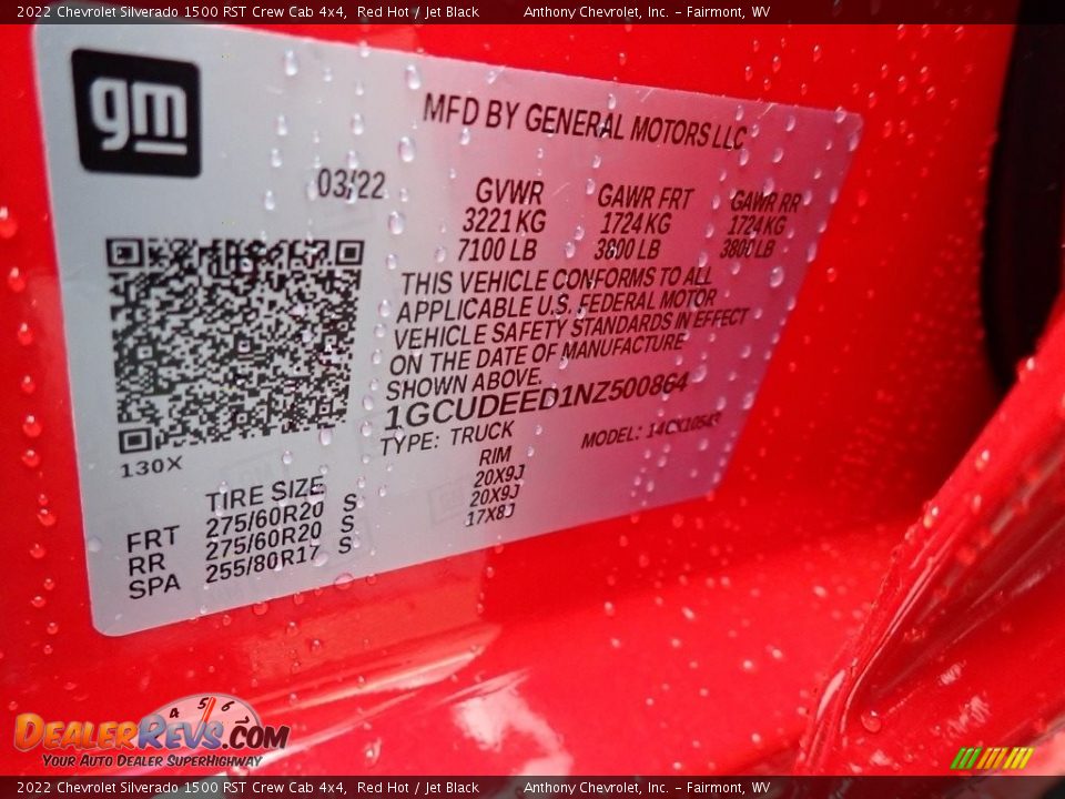 2022 Chevrolet Silverado 1500 RST Crew Cab 4x4 Red Hot / Jet Black Photo #15