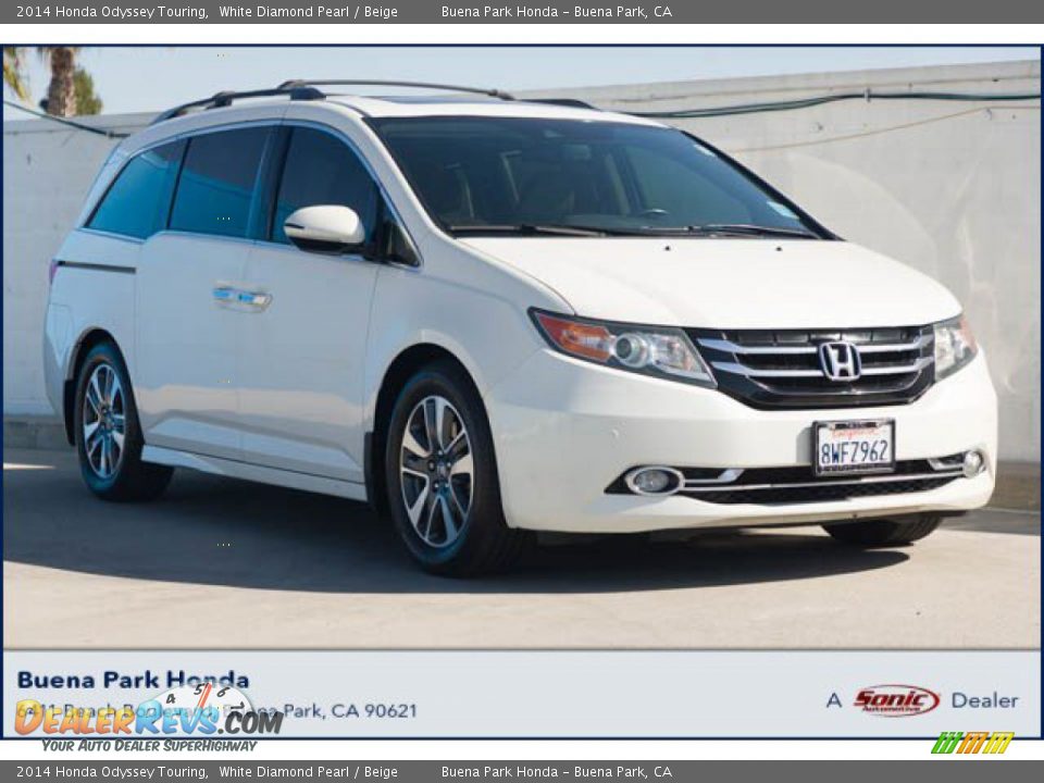 2014 Honda Odyssey Touring White Diamond Pearl / Beige Photo #1