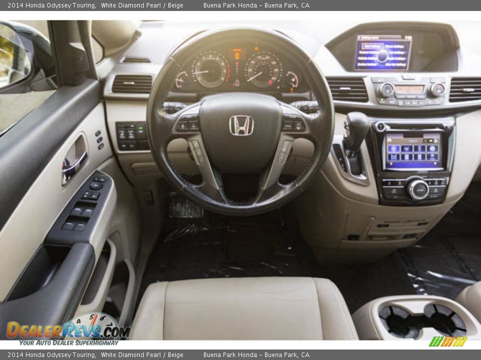 2014 Honda Odyssey Touring White Diamond Pearl / Beige Photo #5