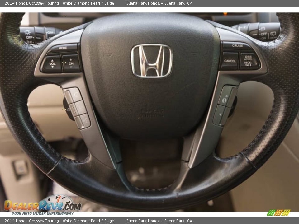 2014 Honda Odyssey Touring White Diamond Pearl / Beige Photo #14