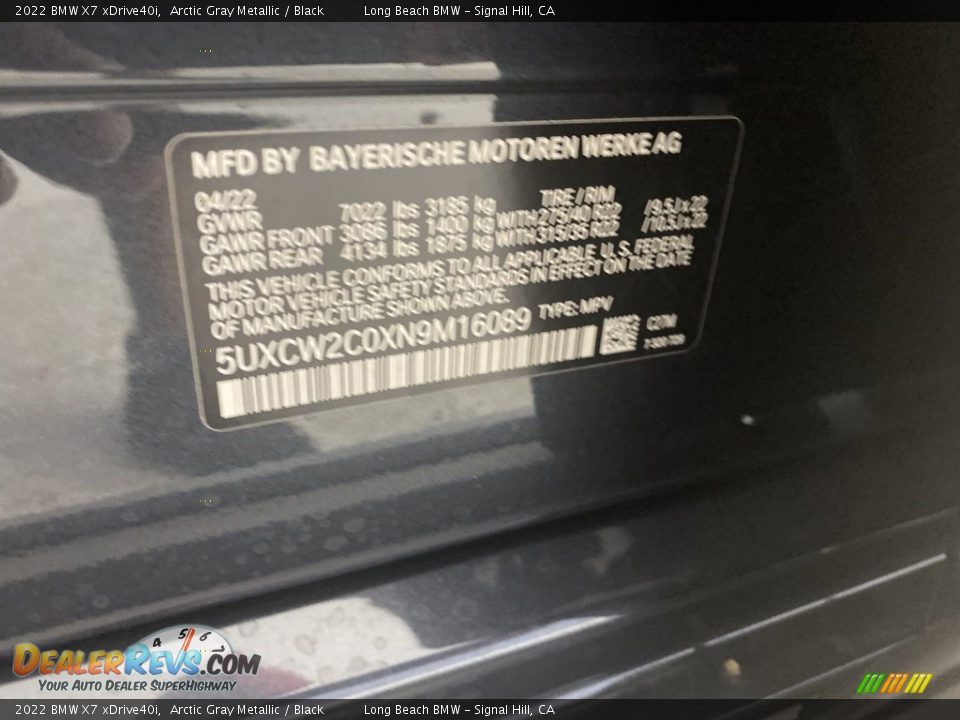 2022 BMW X7 xDrive40i Arctic Gray Metallic / Black Photo #26