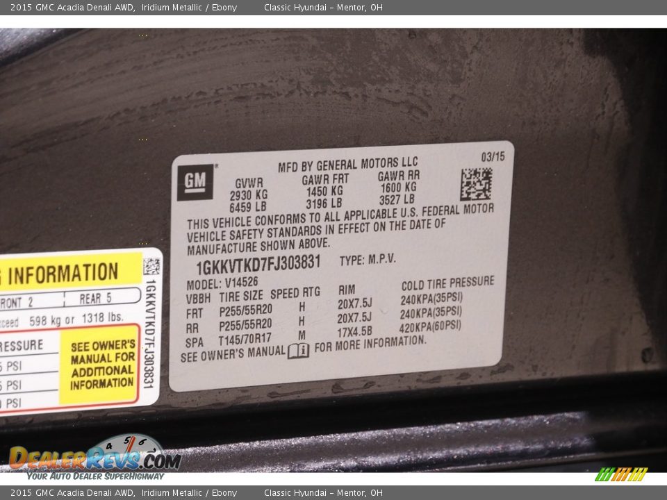 2015 GMC Acadia Denali AWD Iridium Metallic / Ebony Photo #24