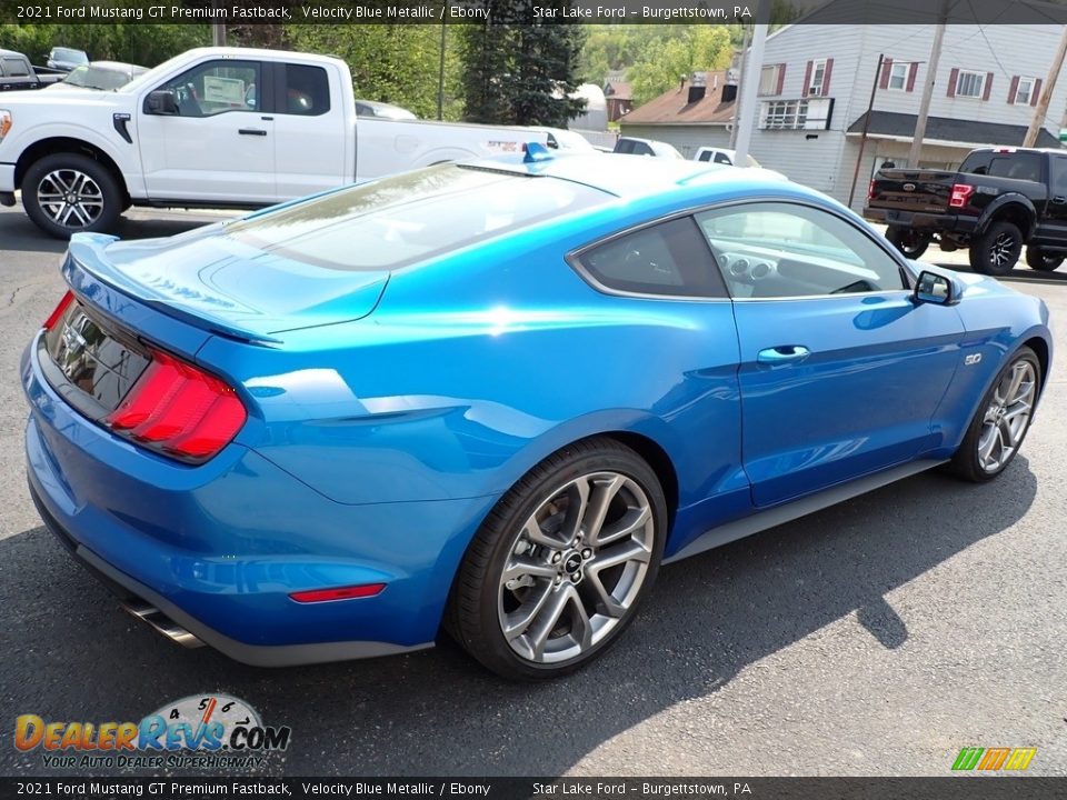 2021 Ford Mustang GT Premium Fastback Velocity Blue Metallic / Ebony Photo #5