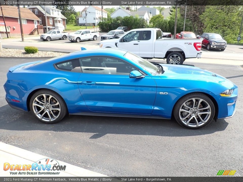 2021 Ford Mustang GT Premium Fastback Velocity Blue Metallic / Ebony Photo #6