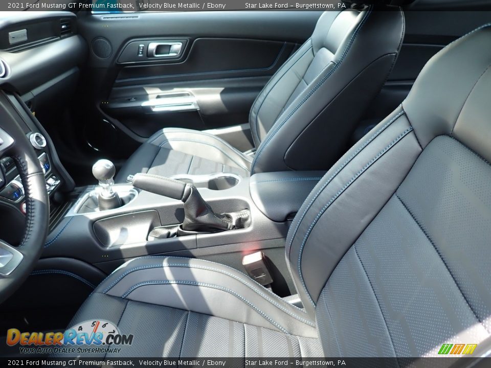 2021 Ford Mustang GT Premium Fastback Velocity Blue Metallic / Ebony Photo #9