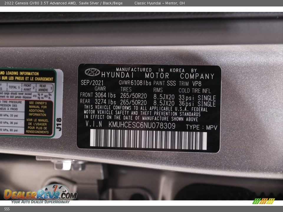 Genesis Color Code SSS Savile Silver