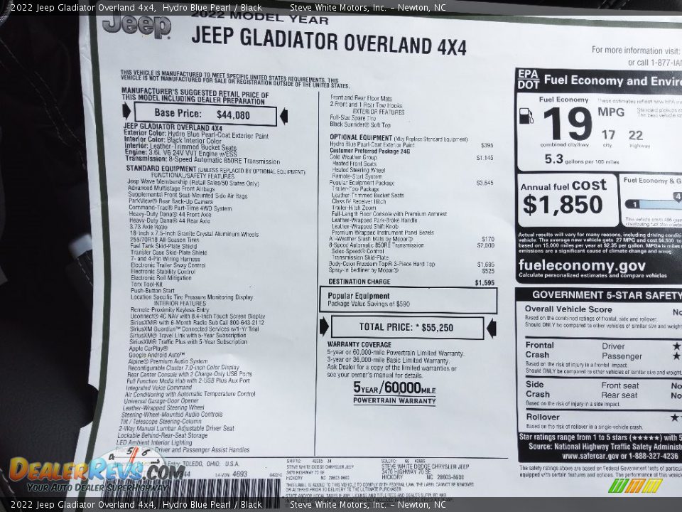 2022 Jeep Gladiator Overland 4x4 Hydro Blue Pearl / Black Photo #30
