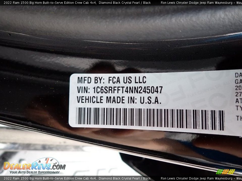 2022 Ram 1500 Big Horn Built-to-Serve Edition Crew Cab 4x4 Diamond Black Crystal Pearl / Black Photo #15