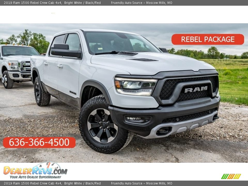 2019 Ram 1500 Rebel Crew Cab 4x4 Bright White / Black/Red Photo #1