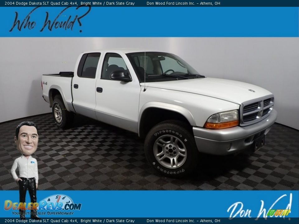 2004 Dodge Dakota SLT Quad Cab 4x4 Bright White / Dark Slate Gray Photo #1