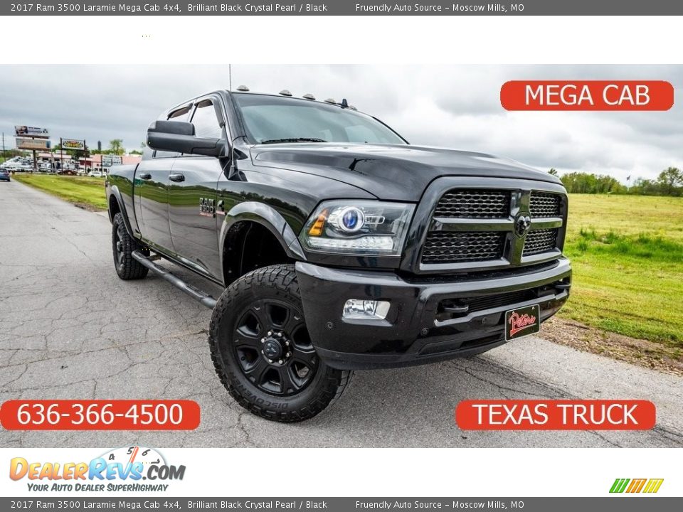 2017 Ram 3500 Laramie Mega Cab 4x4 Brilliant Black Crystal Pearl / Black Photo #1