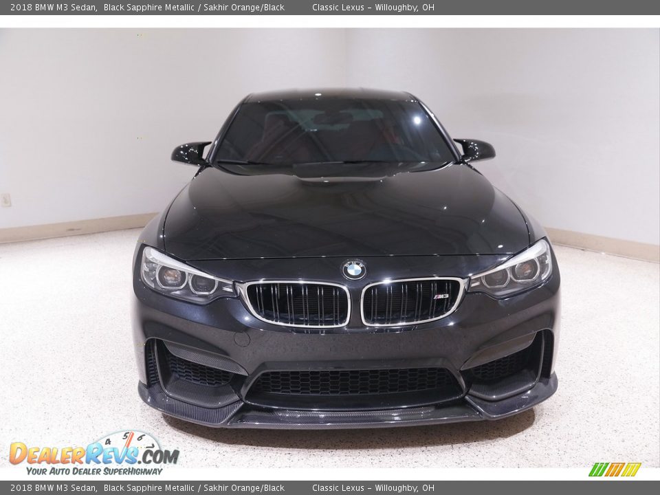 2018 BMW M3 Sedan Black Sapphire Metallic / Sakhir Orange/Black Photo #2