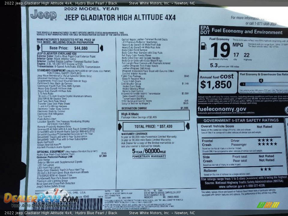2022 Jeep Gladiator High Altitude 4x4 Hydro Blue Pearl / Black Photo #31