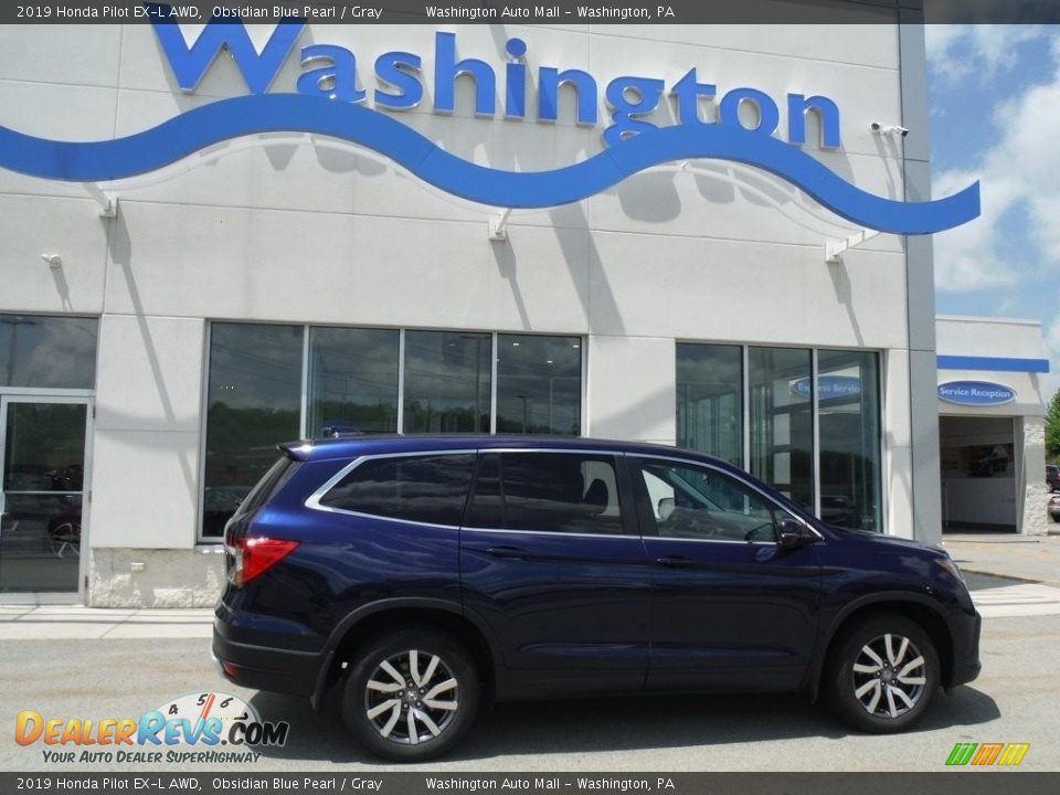 2019 Honda Pilot EX-L AWD Obsidian Blue Pearl / Gray Photo #2