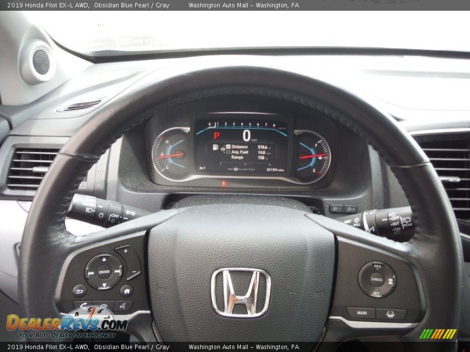 2019 Honda Pilot EX-L AWD Obsidian Blue Pearl / Gray Photo #25