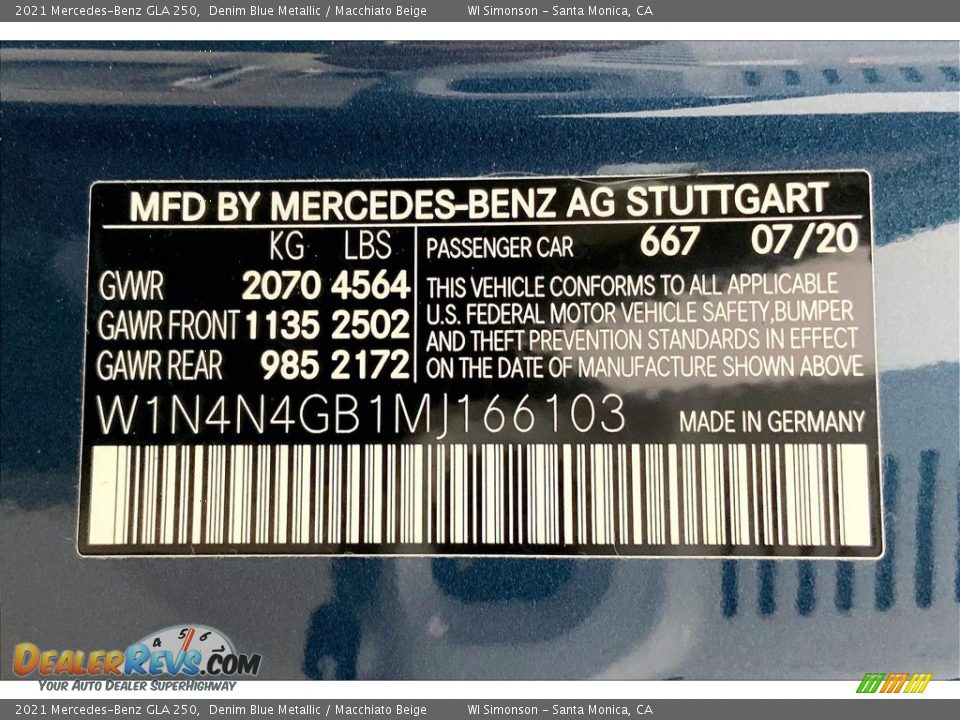2021 Mercedes-Benz GLA 250 Denim Blue Metallic / Macchiato Beige Photo #33