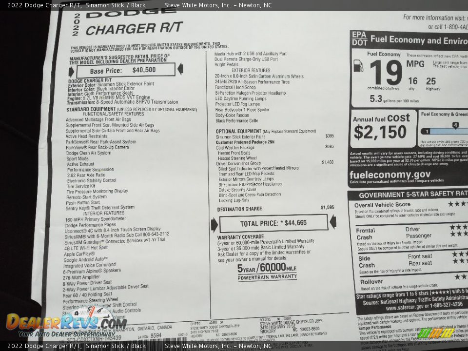 2022 Dodge Charger R/T Window Sticker Photo #27