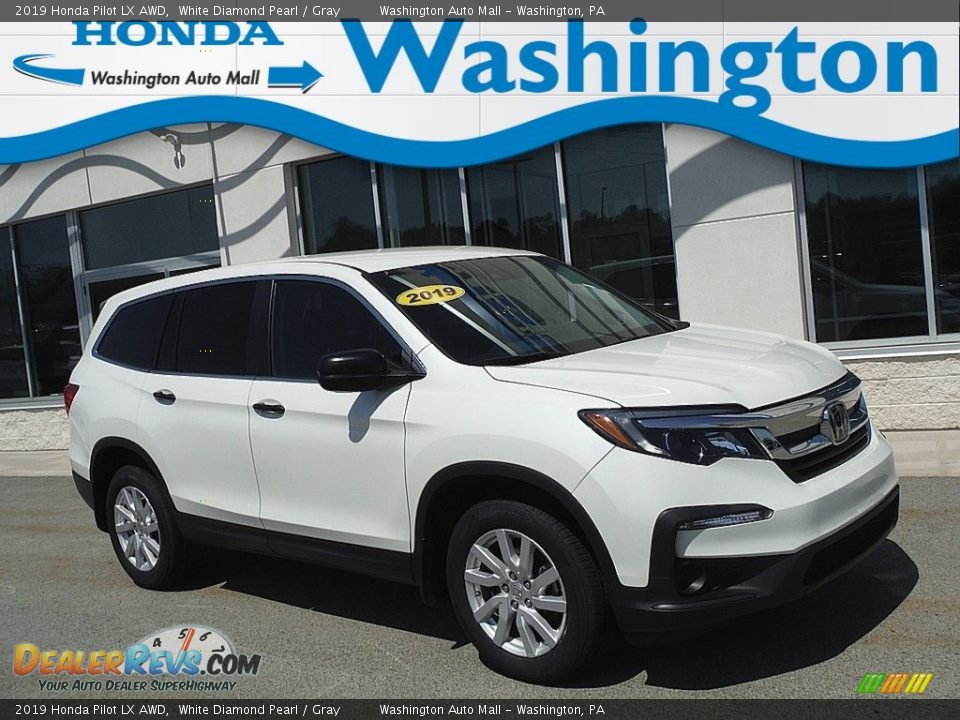 2019 Honda Pilot LX AWD White Diamond Pearl / Gray Photo #1