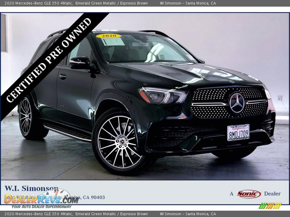 2020 Mercedes-Benz GLE 350 4Matic Emerald Green Metallic / Espresso Brown Photo #1