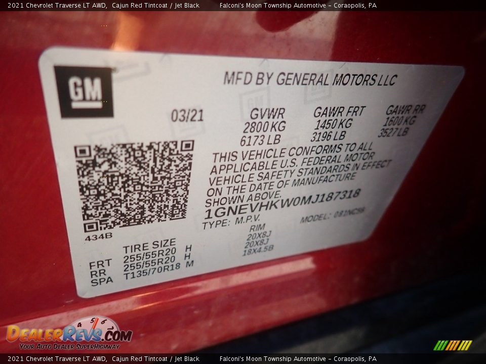 2021 Chevrolet Traverse LT AWD Cajun Red Tintcoat / Jet Black Photo #27