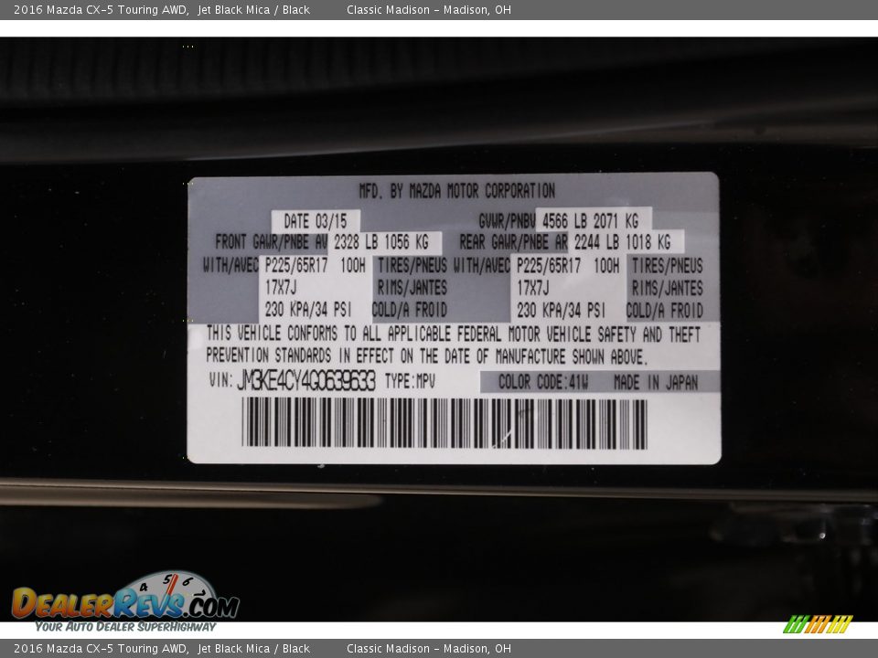 2016 Mazda CX-5 Touring AWD Jet Black Mica / Black Photo #20